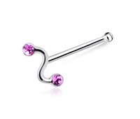 Stone Encrusted Bone Nose Stud Silver NSKD-46